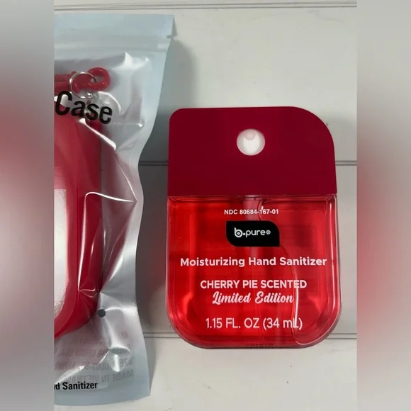 Cherry Pie Hand Sanitizer Bpure Moisturizing with Red Case Duo - Picture 2 of 5
